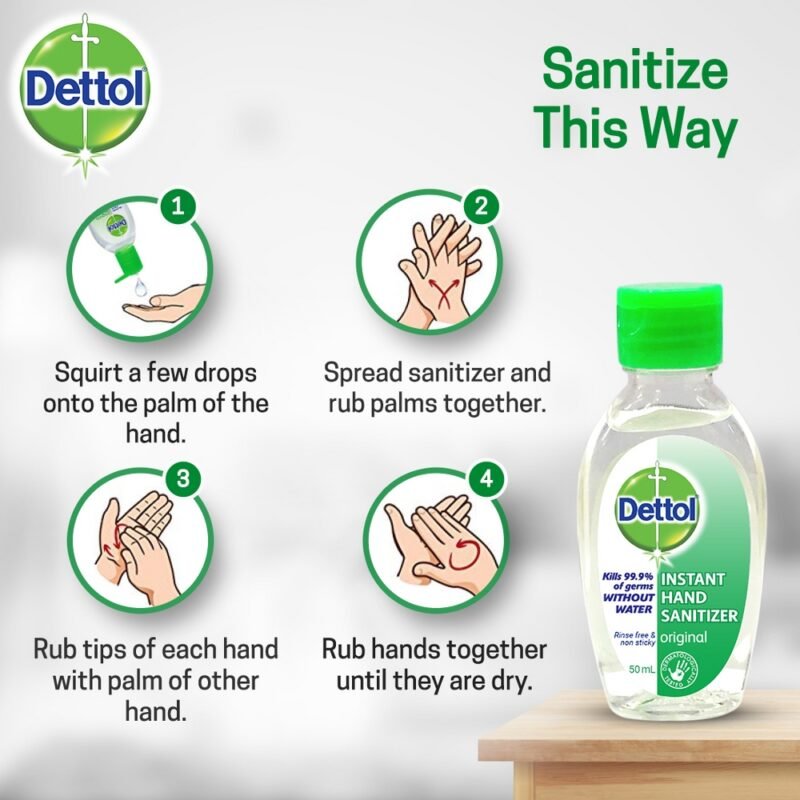 Dettol Instant Hand Sanitizer, Made in Thailand, Kills 99.9% Germs Without Water, 50ml - Image 4
