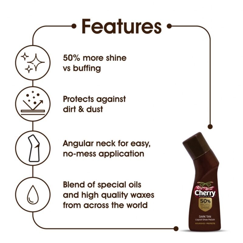 Cherry Shoe Polish Dark Tan 75ml - Image 4