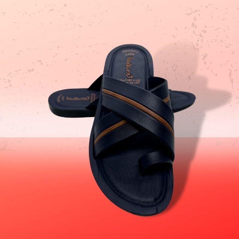 Walkaroo Men's criss-Cross Toe Style Blue tan sandal - Image 2