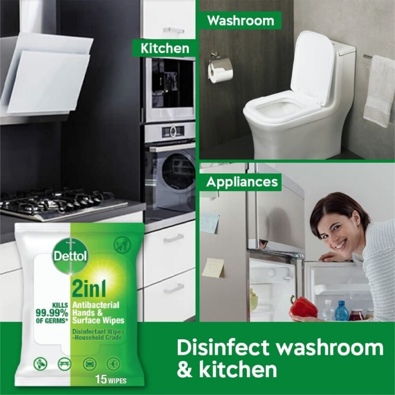 Dettol 2 in 1 Antibacterial Hand & Surface Disinfectant Wipes - Image 5