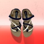 Walkaroo Ladies Criss-cross Stylish Blue and Beige Sandal - Image 3