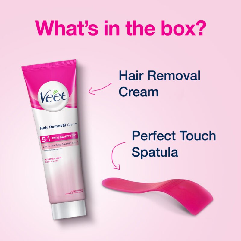 Veet Hair Removal Cream 100gm Normal Skin for Body & Legs, Get Salon-like Silky Smooth Skin with 5 in 1 Skin Benefits - Image 6