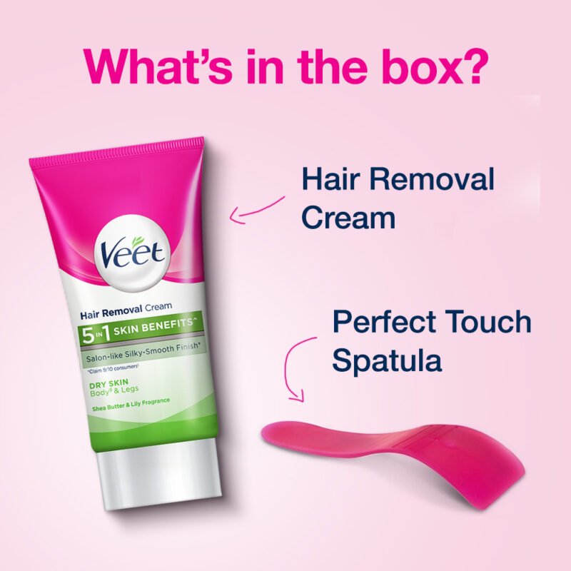 Veet Hair Removal Cream 25gm Dry Skin for Body & Legs, Get Salon-like Silky Smooth Skin with 5 in 1 Skin Benefits - Image 6