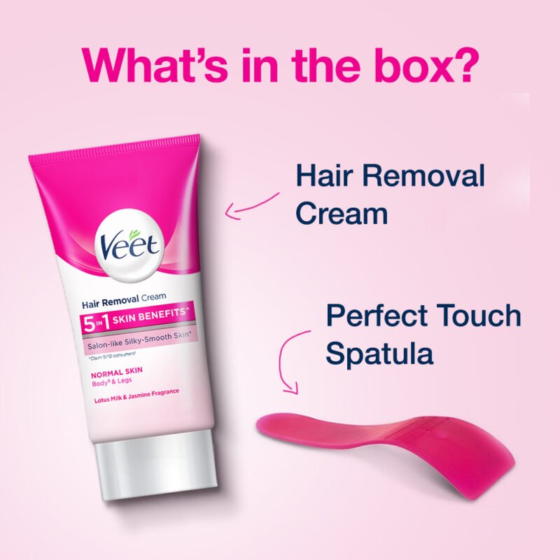 Veet Hair Removal Cream 25gm Normal Skin for Body & Legs, Get Salon-like Silky Smooth Skin with 5 in 1 Skin Benefits - Image 6