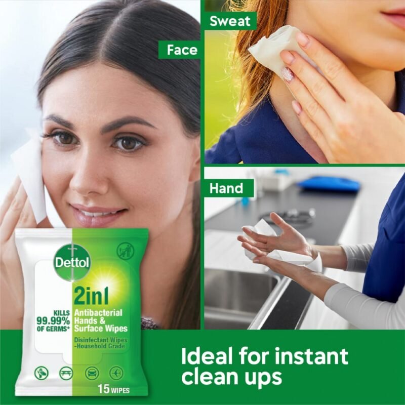 Dettol 2 in 1 Antibacterial Hand & Surface Disinfectant Wipes - Image 6