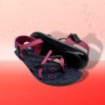 Walkaroo Ladies Criss-cross Stylish Pink and Black Sandal