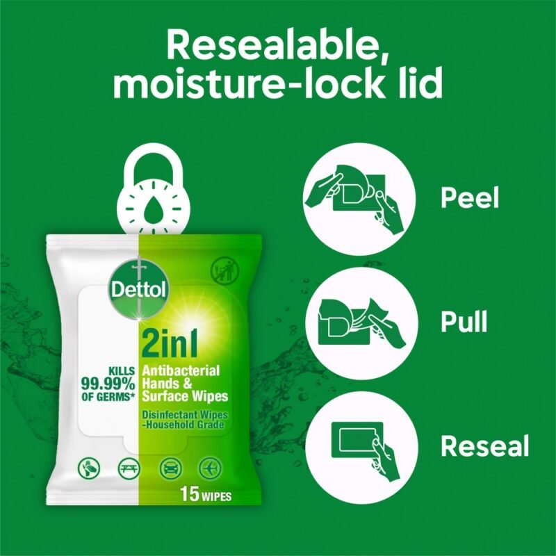 Dettol 2 in 1 Antibacterial Hand & Surface Disinfectant Wipes - Image 7