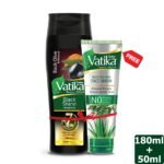 Dabur Vatika Black Shine Shampoo 180 ml (Free Vatika Facewash 50 ml)