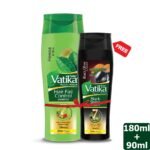 Dabur Vatika Hair Fall Control Shampoo 180 ml (Free Vatika Black Shine Shampoo 90 ml)