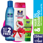 Parachute Hair Oil Advansed Aloe Vera Enriched Coconut 250ml + Parachute Naturale Shampoo Damage Repair 170ml (Free SkinPure Aloe Vera Gel 50g)