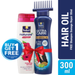 Parachute Hair Oil Anti Hairfall Oil Extra Care 300ml (Root Applier) (FREE Parachute Naturale Shampoo Damage Repair 80ml)