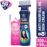 Parachute Hair Oil Anti Hairfall Oil Extra Care 300ml (Root Applier) & Glo-On Pink Glow Cream 50g Combo