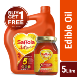 Saffola Active Oil (Blended Edible Vegetable Oil) 5 Litre (Saffola Honey 250g FREE)