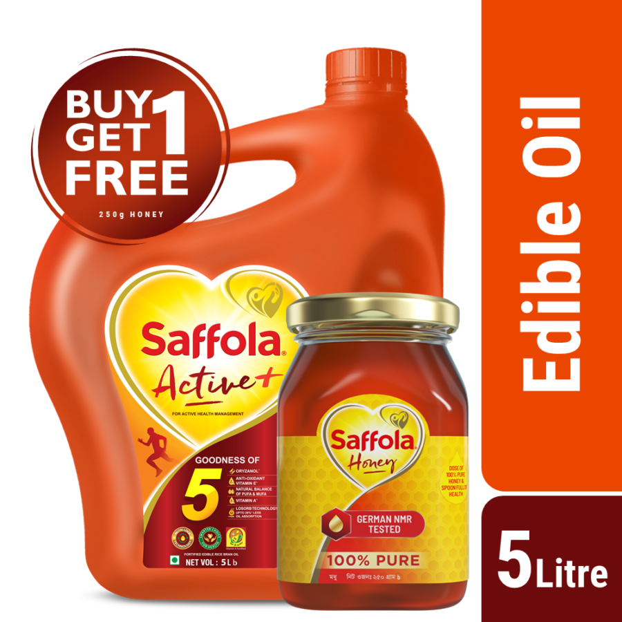 Saffola Active Oil (Blended Edible Vegetable Oil) 5 Litre (Saffola