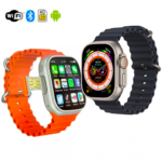 First S8 Ultra 4G SIM+ Camera Android Ultra Smartwatch 1GB RAM+ 16GB Storage (Black + Orange Strap)