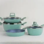 SET OF 7 PCS KIAM NON-STICK MARBLE COTED COOKWARE SET -GREEN