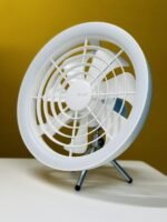 JISULIFE FA17 Rechargeable Fan With LED Light And Table Tripod- White Color - Image 2