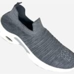 Gents Grey Color Mesh Knitting Lightweight Breathable Slip On Walking Shoes Casual Comfortable Workout Sneakers