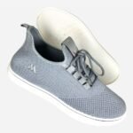 Gents Grey Color Mesh Knitting Lightweight Breathable Slip On Walking Shoes Casual Comfortable Workout Sneakers