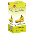 pack of (10x3)=30 pcs Coral lubricated natural latex Banana flavaior Condom (malaysia)