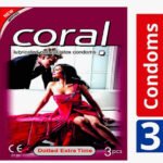 Coral Dotted Extra Time Lubricated Natural Latex Condoms Malaysia 3 Pieces