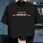 Drop Shoulder Print T-Shirt - Germany 4 Star - Black