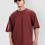 Oversized Plain T-Shirt - Maroon
