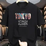 Drop Shoulder Print T-Shirt - Tokyo - Black