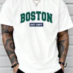 Drop Shoulder Print T-Shirt - Boston