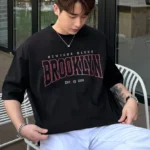 Drop Shoulder Print T-Shirt - Brooklyn - Black