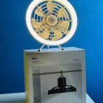 JISULIFE FA17 Rechargeable Fan with LED Light and Table Tripod- White Color