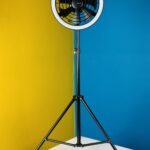 JISULIFE FA17 Rechargeable Fan with LED Ceiling Fan with Long Tripod Stand- Black Color