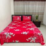 Luxury Twill Cotton Bedsheet – King Size – 3Pecs – Red Snow
