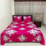 Luxury Twill Cotton Bedsheet – King Size – 3Pecs – Flora Megenta