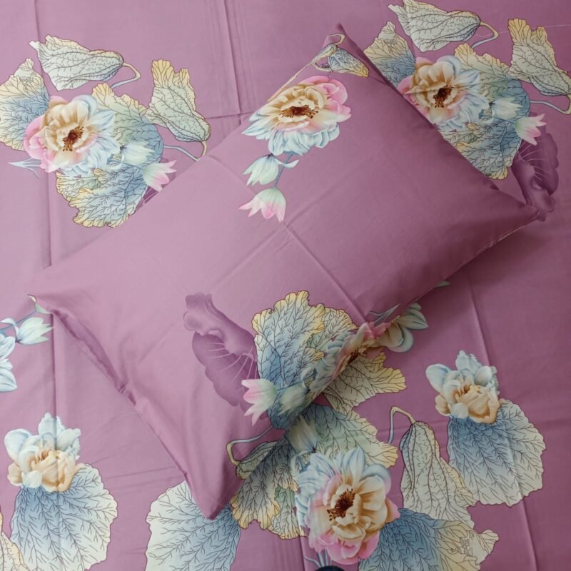 30/30 Count Luxury Exclusive Bedsheet – King Size – 3 Pecs Set – Purple Rose - Image 2