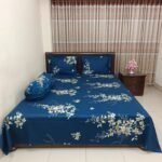 Luxury Twill Cotton Bedsheet – King Size – 3 Pecs Set – Christmas Blue