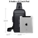 (Wallet ফ্রি) shoulder bag With Lock - Black - Image 3