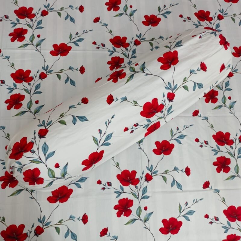 Luxury Twill Cotton Bedsheet – King Size – 3Pecs – Red Spalsh - Image 3