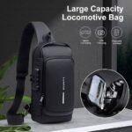 USB charging sport sling Anti-theft shoulder bag (Black shape) - Image 2