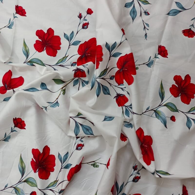 Luxury Twill Cotton Bedsheet – King Size – 3Pecs – Red Spalsh - Image 4