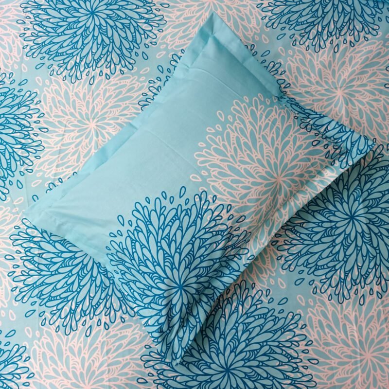 Luxury Twill Cotton Bedsheet – King Size – 3Pecs Set – Atashbaji Sky - Image 3