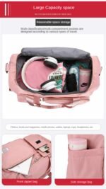 Fashionable Large Capacity Travel & Gym Bag Pink - Image 4