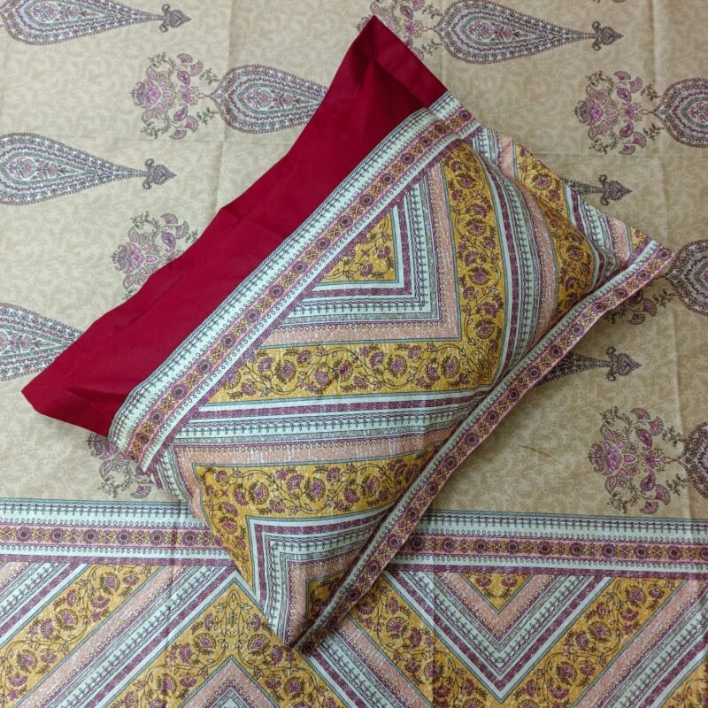 Luxury Twill Cotton Bedsheet – King Size – 3Pecs Set – Daman Maroon - Image 3