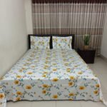 Luxury Twill Cotton Bedsheet – King Size – 3Pecs – Yellow Spalsh