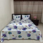 Luxury Twill Cotton Bedsheet – King Size – 3 Pecs Set – White Levender