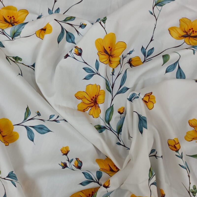 Luxury Twill Cotton Bedsheet – King Size – 3Pecs – Yellow Spalsh - Image 4