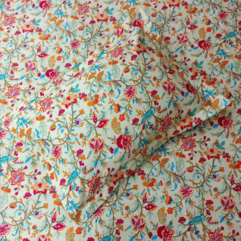 Luxury Twill Cotton Bedsheet – King Size – Pori Cream – 3Pecs - Image 2
