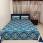 Luxury Twill Cotton Bedsheet – King Size – 3Pecs – Blue Gold