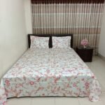 Luxury Twill Cotton Bedsheet – King Size – 3Pecs – Paisley White Flora