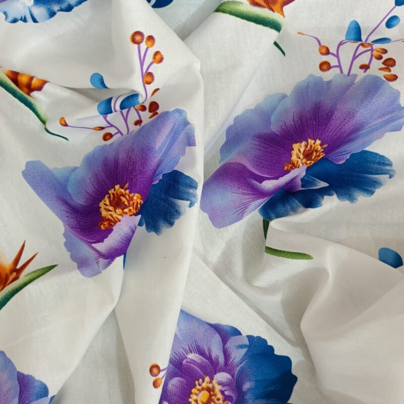 Luxury Twill Cotton Bedsheet – King Size – 3 Pecs Set – White Levender - Image 4